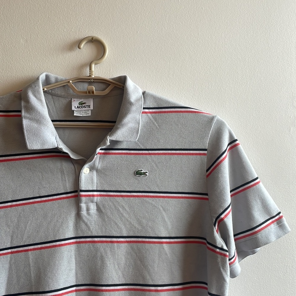 Striped Lacoste Polo Shirt 2XL .